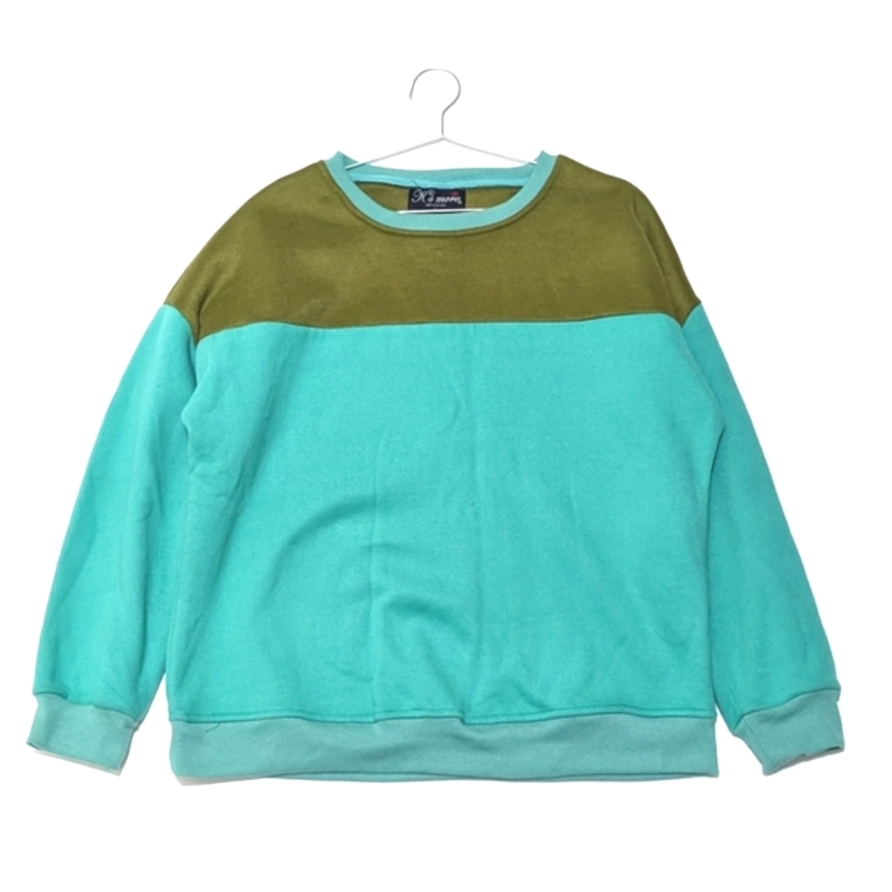 Vintage | Retro | Color block | Fleece Lining | Crew Neck | Sweater | Gorpcore|